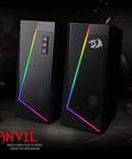 GS520 RGB Desktop Speakers 2.0 Channel PC Computer Stereo System with 6 LED Modes, showing front view with logo and controls.
