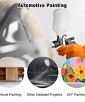 Hvlp Car Paint Sprayer Gun Kit With Ten Pcs Six Hundred Fifty Ml Disposable Cups being used for automotive painting.