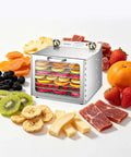 Built Tough Stainless Steel Electric Food Dehydrator With Expandable Rack Timer And Adjustable Thermostat For Making Jerky Fruit Meat Snacks That Kicks Serious Butt with dried fruits and jerky.