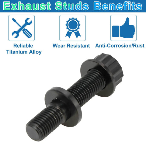 Titanium Alloy Exhaust Manifold Bolt Kit 12 Piece Set M10 X 54mm 1.25 Pitch With Screws Nuts And Washers Anti Corrosion