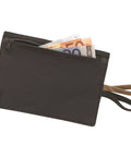 RFID Blocking Travel Pouch Money Belt Stash Wallet for Cash, Cards, ID, Passport, Ultra Slim Hidden Passport Holder in black