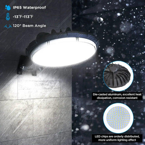 Hella Bright LED Barn Light 80W 120V Dusk To Dawn Outdoor Flood Lighting 10000LM 5000K Daylight shows waterproof design and beam angle
