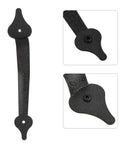 Decorative Garage Door Hinges And Handles Hardware Kit In Black Spear Style close-up, screw-mounted faux iron accent view