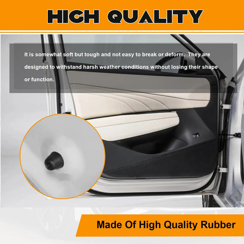 Tough As Nails Rubber Door Buffer Pads 10 Pack Auto Front Rear shock absorber cushion installed inside car door.