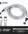 Stainless Steel Bidet Hose 47 Inch With Nylon Braided PVC Inner Hose G One Half Fitting Handheld Sprayer Chrome Finish For Most US Bidet And Handheld Shower Heads No Fuss Install
