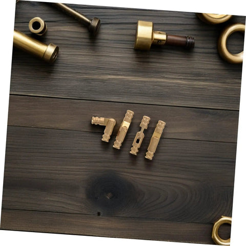 Hidden Brass Barrel Hinges For Jewelry Boxes And Cabinets, 25 Piece Concealed Cylinder Box Hinges displayed on wood surface