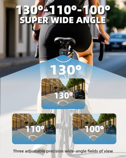 Bike Rear View Cam With 10000mAh Rechargeable Battery 360 Degree Rotation 5 Inch HD 1080P Display Color And Black And White Night Vision 130 Degree Wide Angle View For Bicycle Mountain And Road Riding