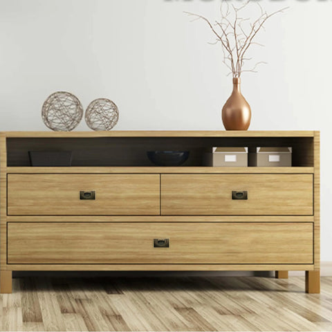 Wooden cabinet with 2 Pack 3.6 By 2 Inch Antique Style Bronze Recessed Door Pulls With Mounting Screws for vintage look drawers.