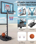 Adjustable Outdoor Basketball Hoop On Wheels Portable System With 32 Inch Backboard Fillable Base And Height From 4.82 To 8.53 Feet For Backyard Driveway Play For Kids Teens And Adults