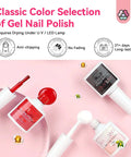 Acrylic Nail Kit With Drill For Beginners All In One Gel Nail Set With UV Light 3 Color Gel Polishes on pink background