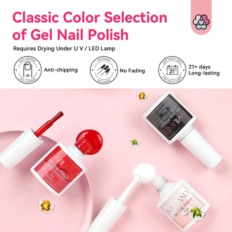 Acrylic Nail Kit With Drill For Beginners All In One Gel Nail Set With UV Light 3 Color Gel Polishes on pink background