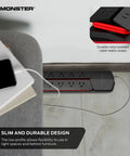 Detachable Magnetic Mount Surge Protector Power Center With 10 AC Outlets 2 USB A Ports And 1 USB C Port 20W Fast Charge in use