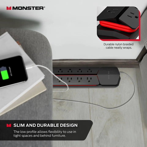 Detachable Magnetic Mount Surge Protector Power Center With 10 AC Outlets 2 USB A Ports And 1 USB C Port 20W Fast Charge in use