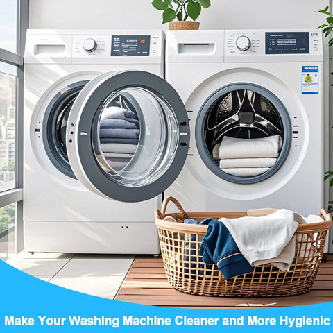 Get That Crisp Laundry Glow With This Washing Machine Cleaning Brush Kit Built For Top Load And Front Load Washers To Slap Off Grime And Reach Those Tight Crevices Easily Without Breaking A Sweat On Your Next Chore in a modern laundry setting.