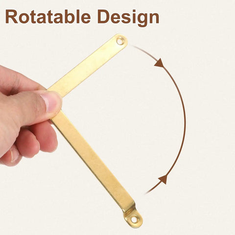 2 Pack Folding Lid Support Hinges 180 Degree Rotatable Brass Lid Stay Hinge For Cabinets Wardrobes Jewelry Boxes Cupboards And Storage Shelves Gold Tone 4.3 By 0.4 Inches shown with rotatable design feature