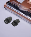 Real Deal Six Piece Nylon Steam Cleaner Brush Attachment Set With Quick Swap Design For Knocking Out Stubborn Grime And Ground In Dirt On Tile Around The Entire House, featuring two nylon brush heads.