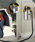 Heavy Duty Wet Dry Vacuum With 4 HP Motor, 4.5 Gallon Stainless Steel Tank, Wall Mountable used for car cleaning in garage