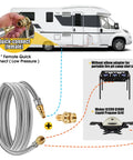 12 Ft Propane Hose For RV With Safety Shutoff Valve And One Quarter Inch Quick Disconnect Stainless Steel Braided Gas Line