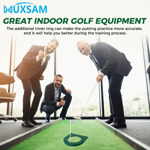 Men using Dope Golf Practice Putting Cup Mat With Hole And Flag For Indoor Outdoor Use Portable Plastic Regulation Cup Training Aid