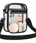 Clear Stadium Purse For Men And Women See Through Crossbody Bag, 8.3 x 6.7 in, transparent with visible items inside