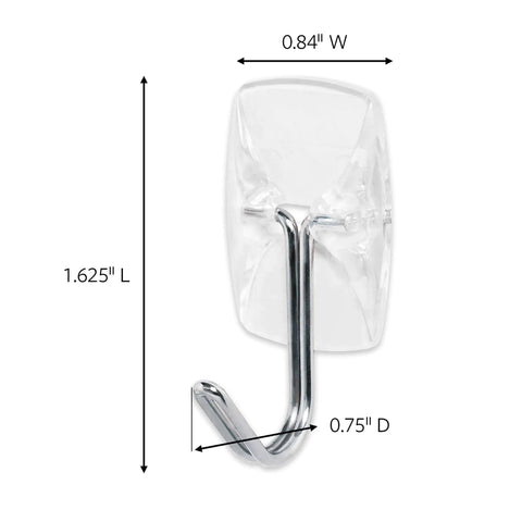 Damage Free Hanging Wall Hooks For Small Decor Clear Wire Toggle Hooks With Adhesive Strips, dimensions shown