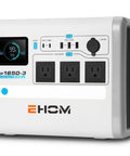 Front view of 1024Wh LiFePO4 Portable Power Station With 1650W Continuous Power And 2200W Peak On The Go, Solar Generator Backup.