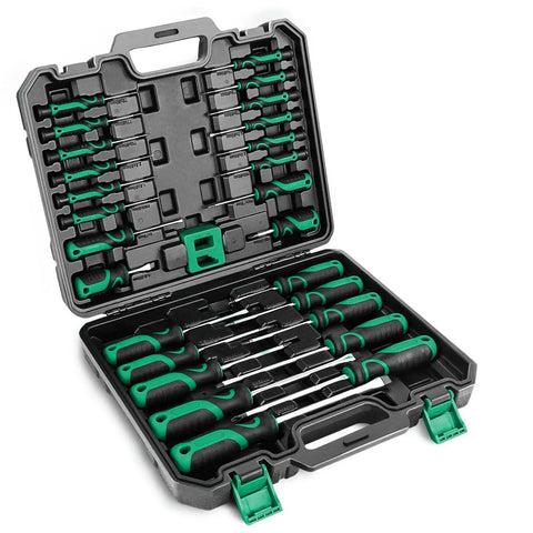 Magnetic Screwdriver Set With Storage Case And Magnetizer 27 Piece Bi Material Screwdrivers Includes Slotted Phillips Torx And Precision