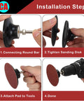 Installation steps for 2 Inch Sanding Disc Holder With Roll Lock Pad, Pro Grade Quick Change Disc Adapter for Die Grinders