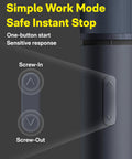 Close-up of controls on Workhorse Cordless Electric Screwdriver Kit With One Quarter Inch Hex Bits 25 Piece S2 Steel Set