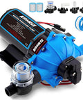 Upgraded 2026 7.5 GPM 70 PSI 12V DC RV Water Pump Self Priming Beefed Up Five Chamber Diaphragm With Heavy Duty Pressure Switch