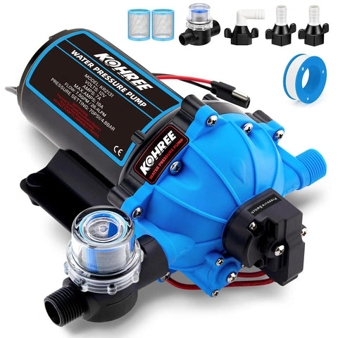 Upgraded 2026 7.5 GPM 70 PSI 12V DC RV Water Pump Self Priming Beefed Up Five Chamber Diaphragm With Heavy Duty Pressure Switch