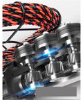 Close-up of the Heavy Duty Cordless Wire Puller And Threader Machine showing metal gears and colorful cable design.