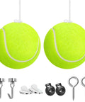 Dnairtly garage parking aid set, 2 neon tennis-ball ceiling parking guides on cords, with mounting hooks and eye screws.