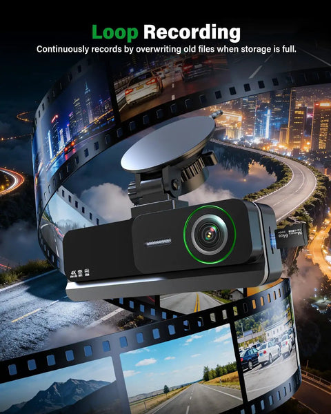 Image showing Crystal Clear 4K Front Cabin Rear Dash Cam With 5.8 GHz WiFi 6 IR Night Vision, 64GB Card, 24 Hour Parking, G Sensor with loop recording feature.