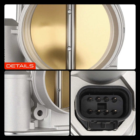 Electronic Throttle Body With 6 Pin Plug No Fuss Plug And Play Direct Fit Replacement For Chevy Colorado Impala Monte Carlo Trailblazer Canyon Envoy And More 3.5L 3.7L 4.2L 5.3L V6 Engines Replaces Worn Out Or Faulty Throttle Bodies. Close-up of throttle plate and 6-pin connector