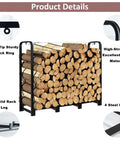 4Ft Firewood Rack Stand Built Tough Heavy Duty Wood Storage Stack Holder For Indoor Outdoor Use Adjustable Length Black