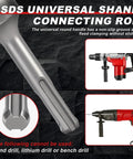 SDS Universal Shank connecting rod showing non-slip groove and clamping, essential for Heavy Duty 3 Inch Concrete Hole Saw Kit.