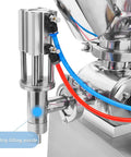 Heavy Duty Single Head Paste And Liquid Filling Machine With Heating Mixing Hopper and Anti Drip Piston Setup, close-up of anti-drip nozzle.