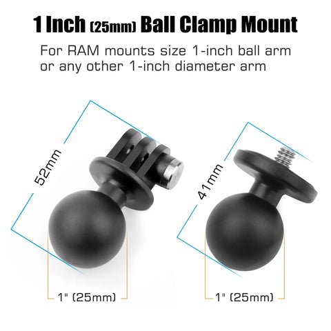Two Pack 1 Inch Ball Head Mounts With One Quarter Inch Twenty Threaded Stud For GoPro Hero Series AKASO Insta360 DJI Osmo Action Cams