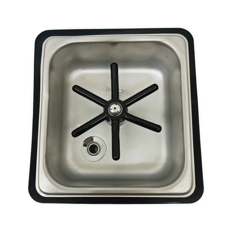 Steam Pitcher Rinser For Glassware And Barware Stainless Steel Countertop Cleaner with durable base and spray mechanism