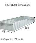Heavy Duty Galvanized Raised Garden Bed Kit 12x4x1.5 Ft Outdoor Planter Box For Vegetables Flowers And Herbs Weather Resistant