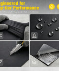 Real Deal Self Adhesive EPDM Rubber Roofing Membrane For Flat Roofs 53 Mil Thick 39 In Wide By 16 Ft Long shown being cut and waterproof tested.