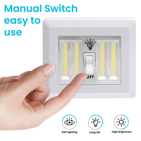 Cordless 400 Lumen COB LED Closet Light Switch Battery Powered Night Light No Wires Easy Install Stick On Magnetic Mount