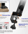 Pro Grade Studio Monitor Stands Pair With Desk Clamp showcasing 5mm thickened steel and 3mm EVA pad for surface protection.