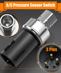 Ford Compatible AC Pressure Sensor Switch Replaces OE 6F9319D594AA with three pins and metal casing