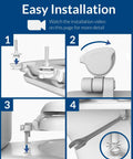 Installation steps for Comfy Cushioned Toilet Seat With Padded Vinyl Cover Over Wood Core, Secure Hinges, Easy Clean, Made In USA, Round White