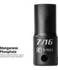 7/16 socket from 3/8 In Drive Semi-Deep Impact Sockets Set SAE 5/16 To 1 In 12 Piece Built Tough With Premium Chrome Molybdenum Steel
