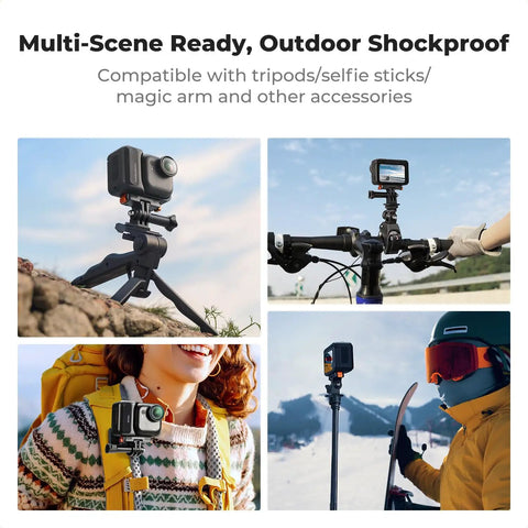 Magnetic Quick Release Mount For Insta360 Go Ultra With 1/4 Inch Screw Hole in outdoor use with tripod and handlebars