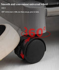 Close-up of wheel on Movable Mop And Broom Holder In Stainless Steel With Drainage Basin, Heavy Duty Cleaning Supplies Organizer