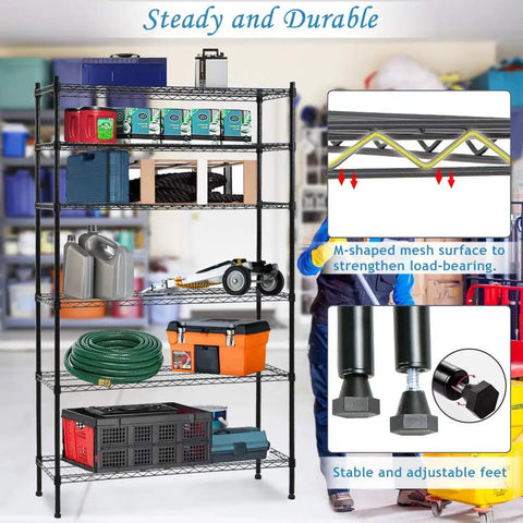 Heavy Duty Metal Wire Shelving Unit 6 Tier Adjustable Steel Utility Storage Rack Nsf Certified Rock Solid Frame And No Sweat Setup For Garage Or Warehouse Hella Durable 1500 Lbs Capacity 42X16X72